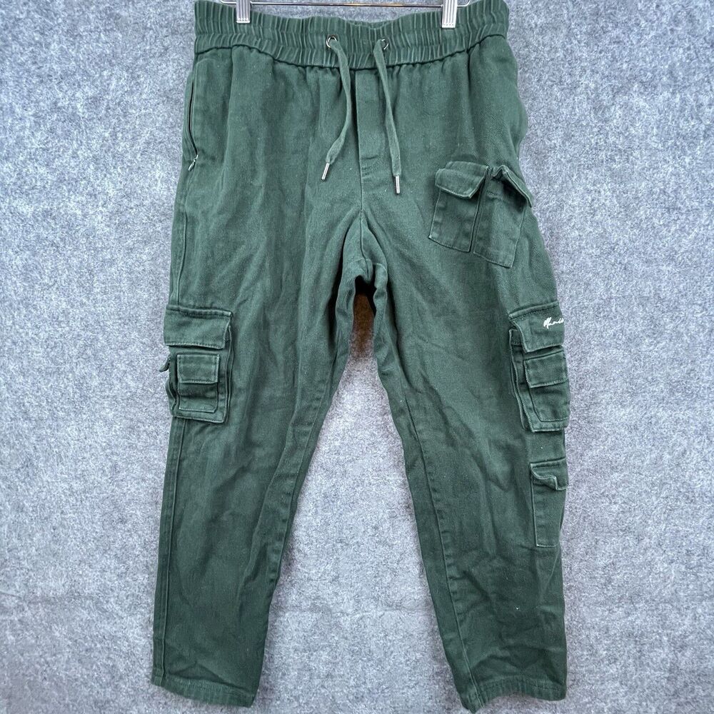 Maniere De Voir Jeans Mens Medium Green Cargo Pants Drawstring Outdoors Earthy